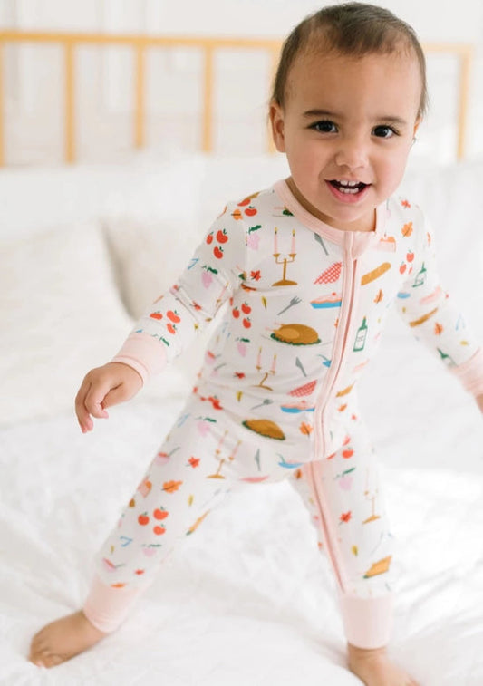 Ollie Jay | Baby Pajama Double Zip | Turkey Time 0-3m