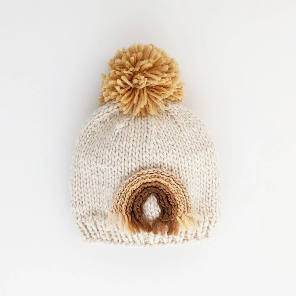 Gold Rainbow Knit Beanie Hat by Huggalugs