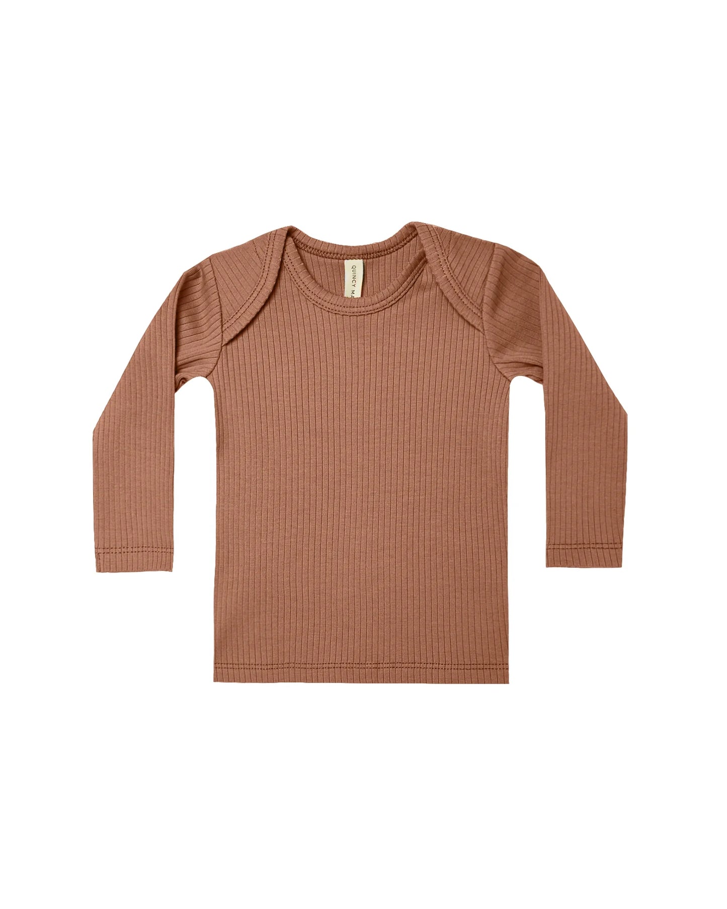 Quincy Mae Ribbed Longsleeve Lap Tee – Clay 0-3m