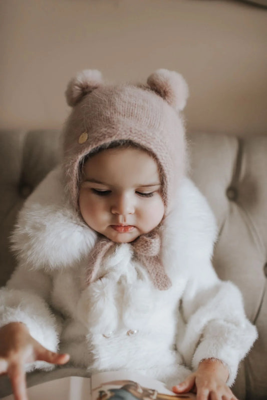 Dusty Pink Cashmere Teddy Hat by Petite Mason Kids