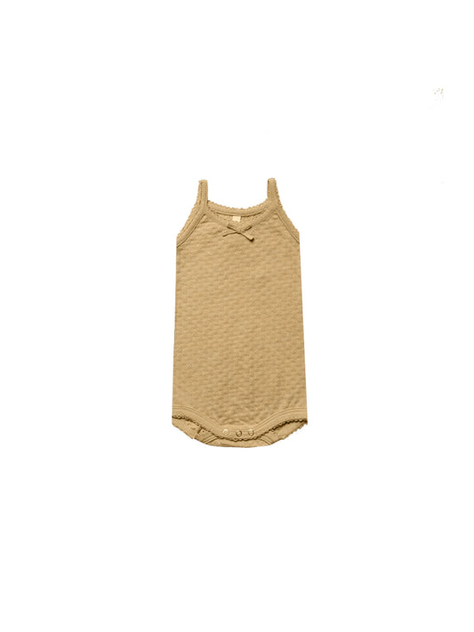 Quincy Mae Pointelle Tank Onesie - Gold 12-18m