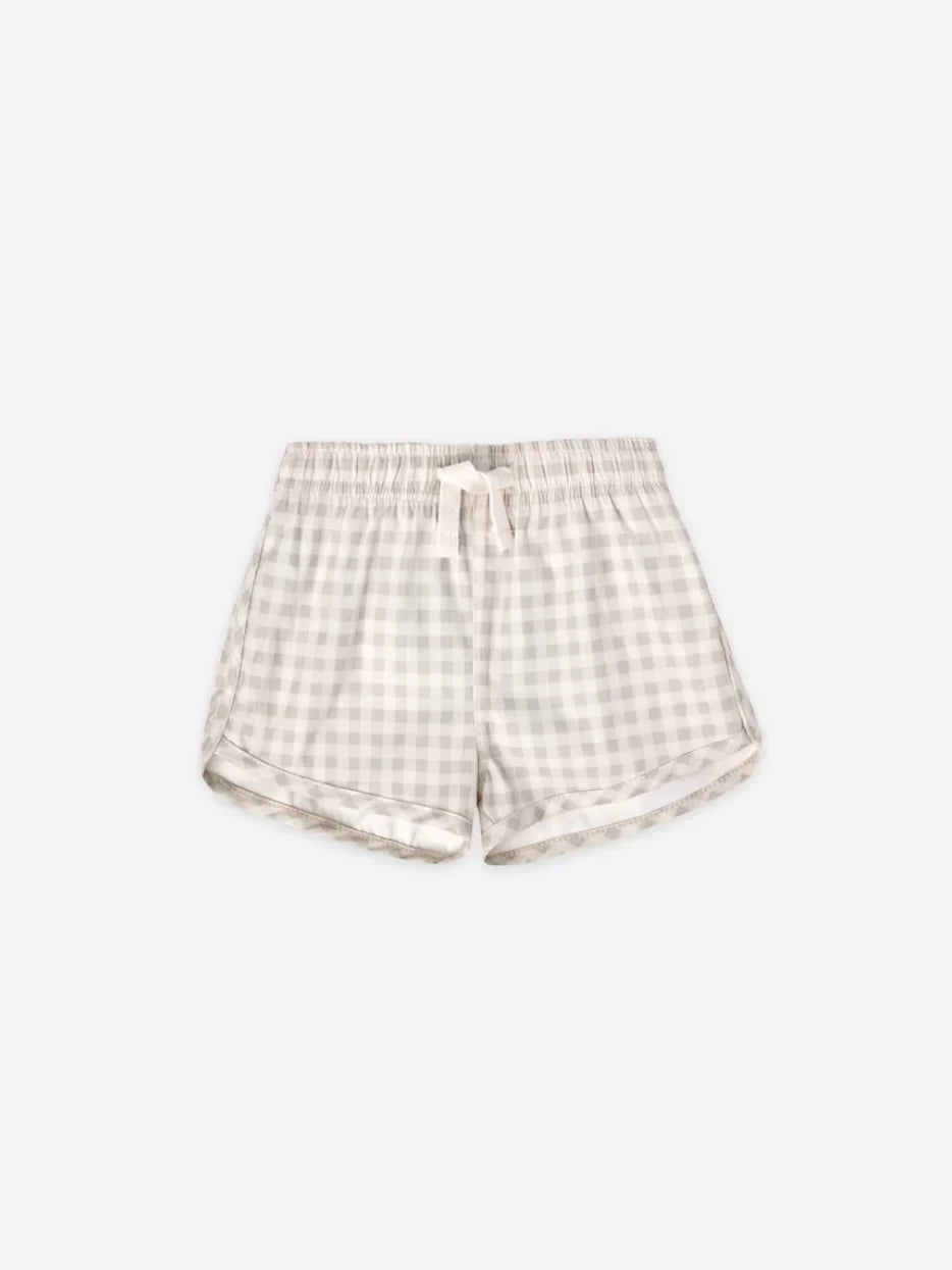 QUINCY MAE - SILVER GINGHAM SWIM SHORTS 6-12M