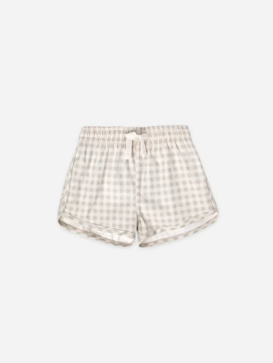 QUINCY MAE - SILVER GINGHAM SWIM SHORTS 6-12M