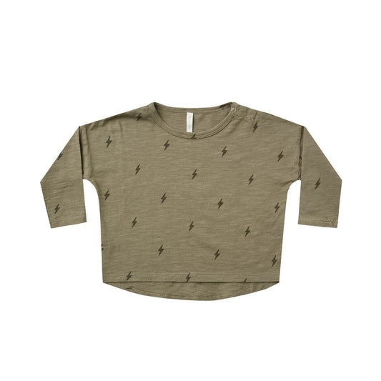 Rylee + Cru Tee - Olive Lightning Bolts