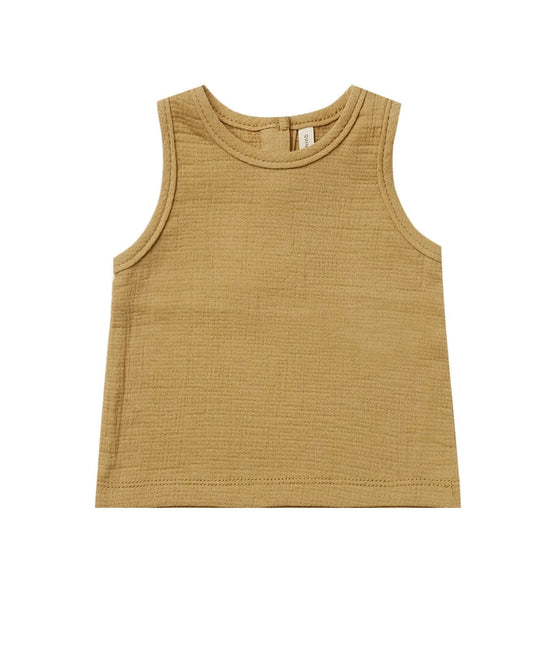 Quincy Mae Woven Tank In Gold