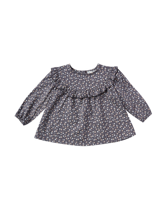 Rylee + Cru Victoria Blouse - Indigo Ditsy 0-3m